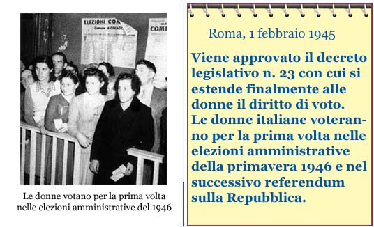 Immagine riferita a: A  70  anni  dall'estensione del  diritto di voto alle donne in Italia :  1945 - 2015